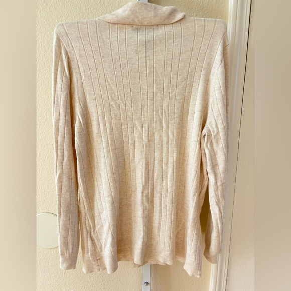 ModCloth One Good Turn Collared Keyhole Ribbed Sweater in Ivory - Size L - Picture 4 of 5
